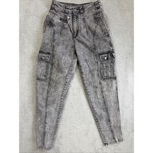 Vintage Cotler Mens Size 30 Heavy Denim Cargo Jeans Black Stone Washed Y2K 90's